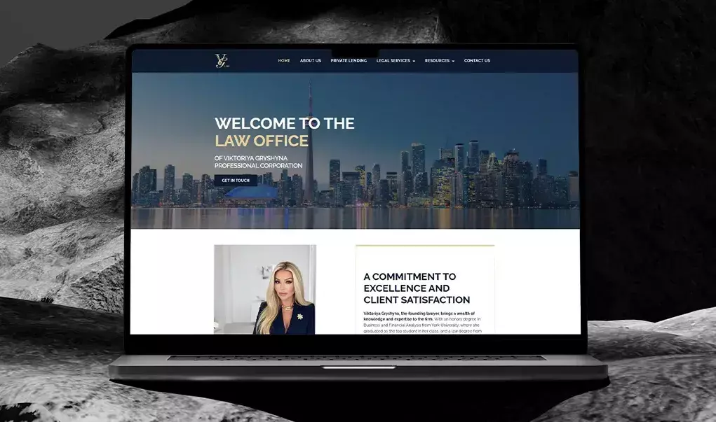 VG Law real estate and private lending law firm website, Thornhill