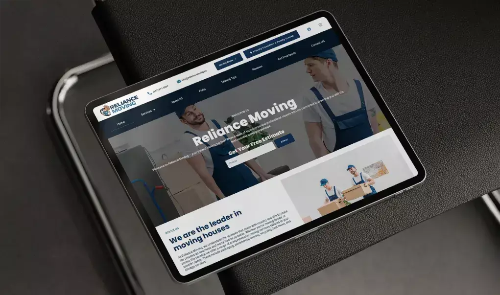Reliance Moving website by Thrive Solutions - family moving company