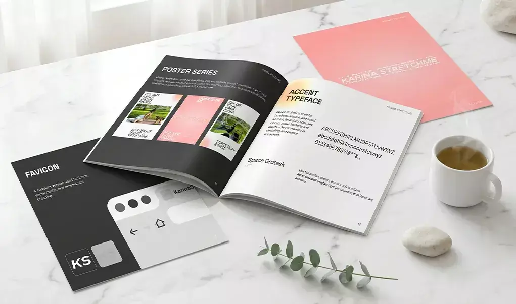 Karina Stretch Me brand book by Thrive Solutions - women's stretching studio