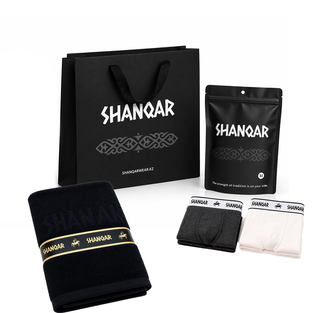 SHANQAR Мужской набор Duo Graphite Ivory полотенце