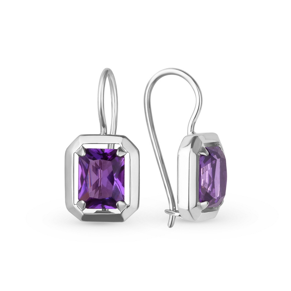 Серьги из серебра с аметистами