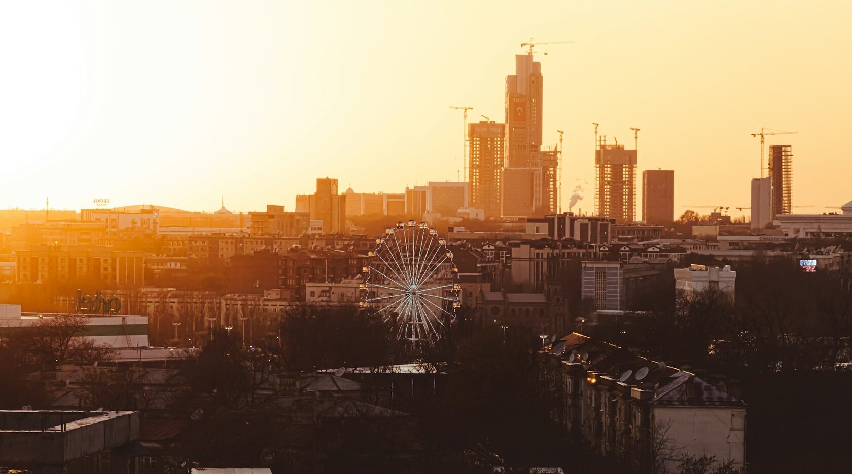 Modern Tashkent in the evening