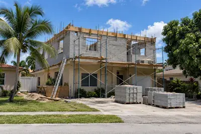Second-story concrete block addition on a Florida home