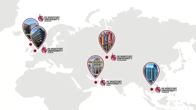 Кампусы De Montfort University на карте мира