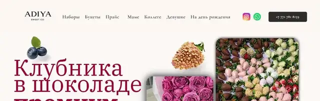 Сайт ADIYA Sweet Co. — klubnikavshokoladealmaty.kz