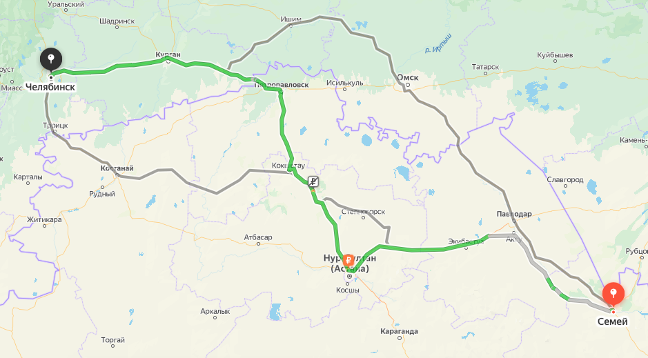 Грузоперевозки из Семея в Челябинск