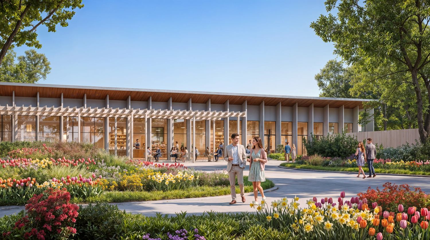 Visitor center interior: food court and lounge area