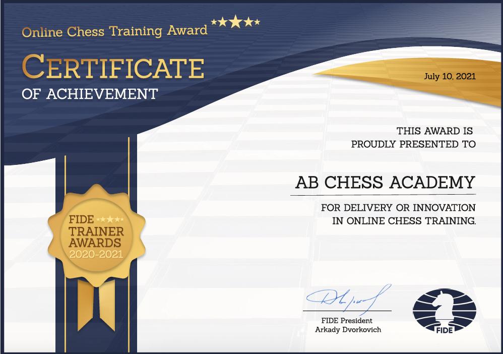 Сертификат FIDE Trainer Awards 2021