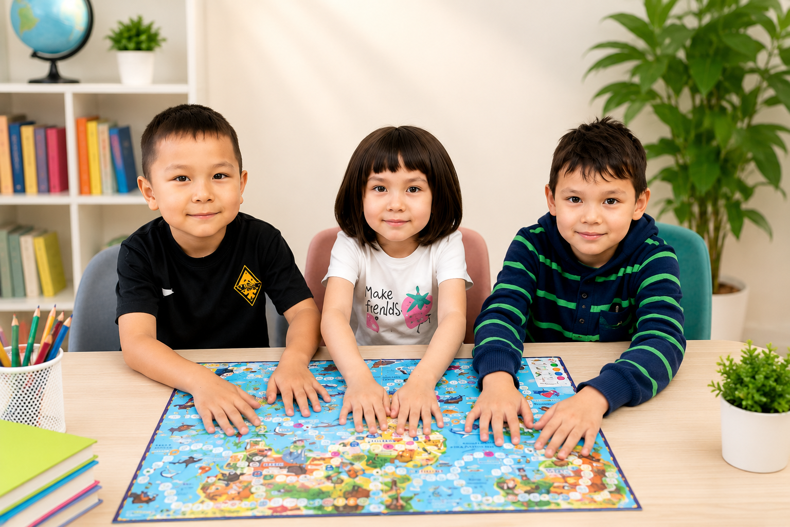 Дети на занятии по подготовке к школе учатся читать и считать — центр Sigma kids, Алматы