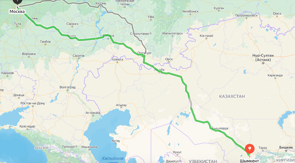 Грузоперевозки из Шымкента в Москву