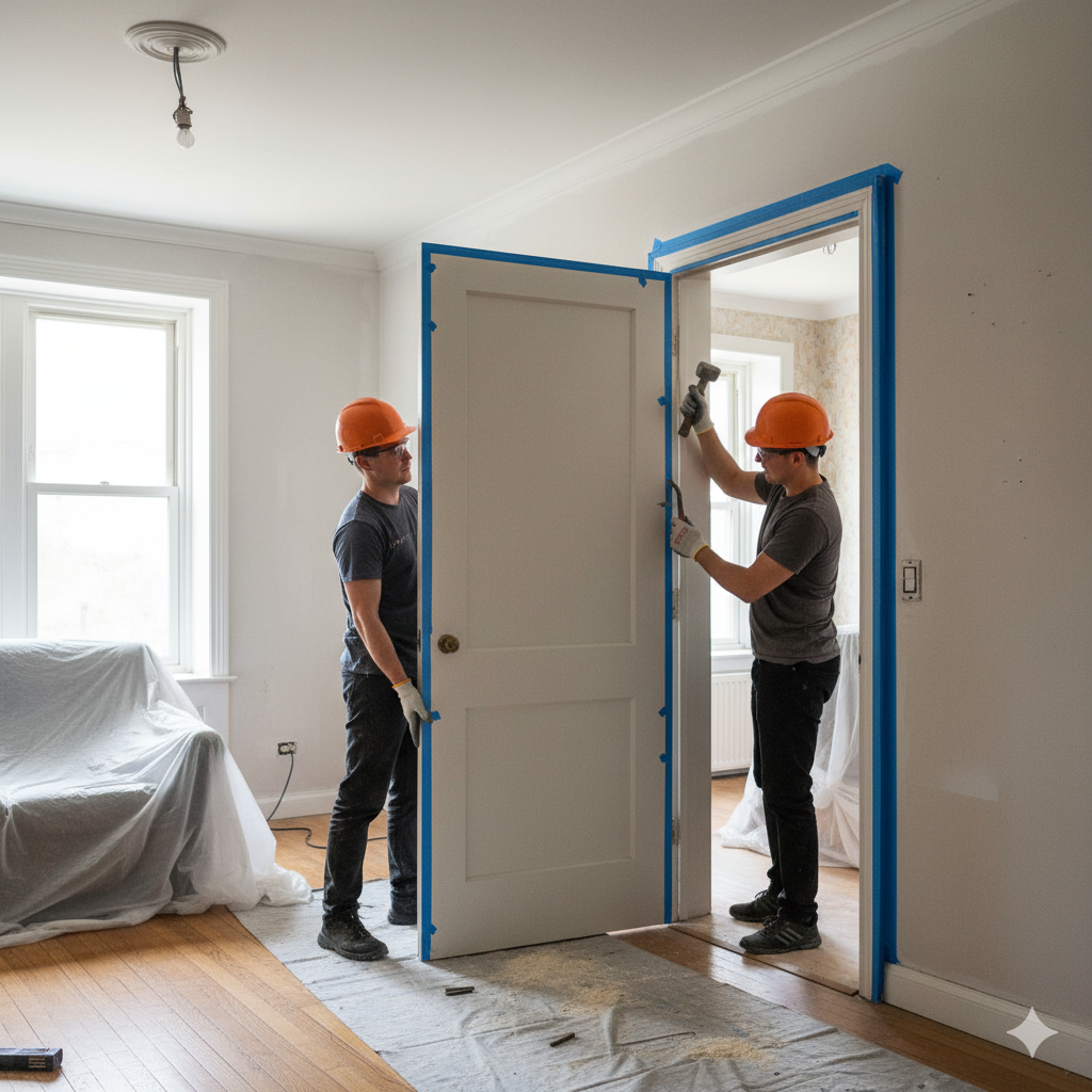 Демонтаж межкомнатных дверей с сохранением коробки