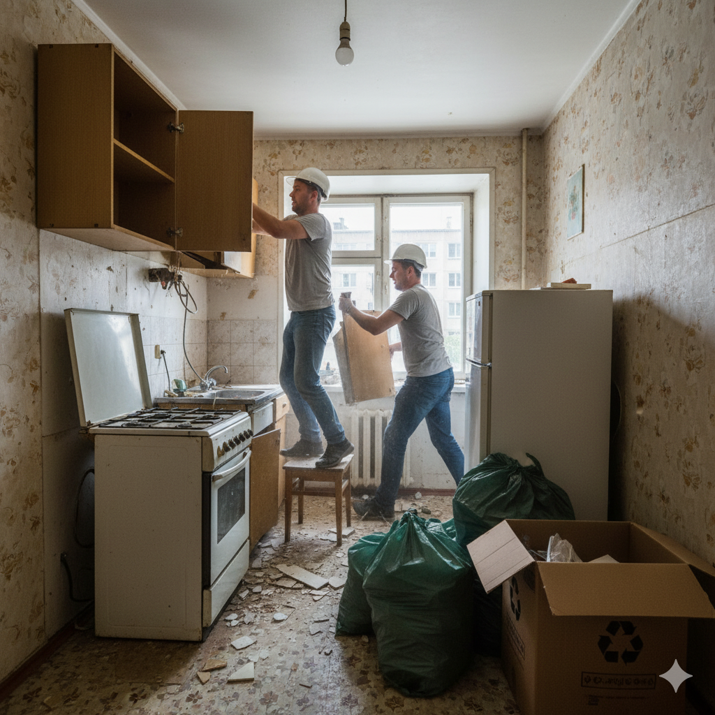 Демонтаж старой советской кухни