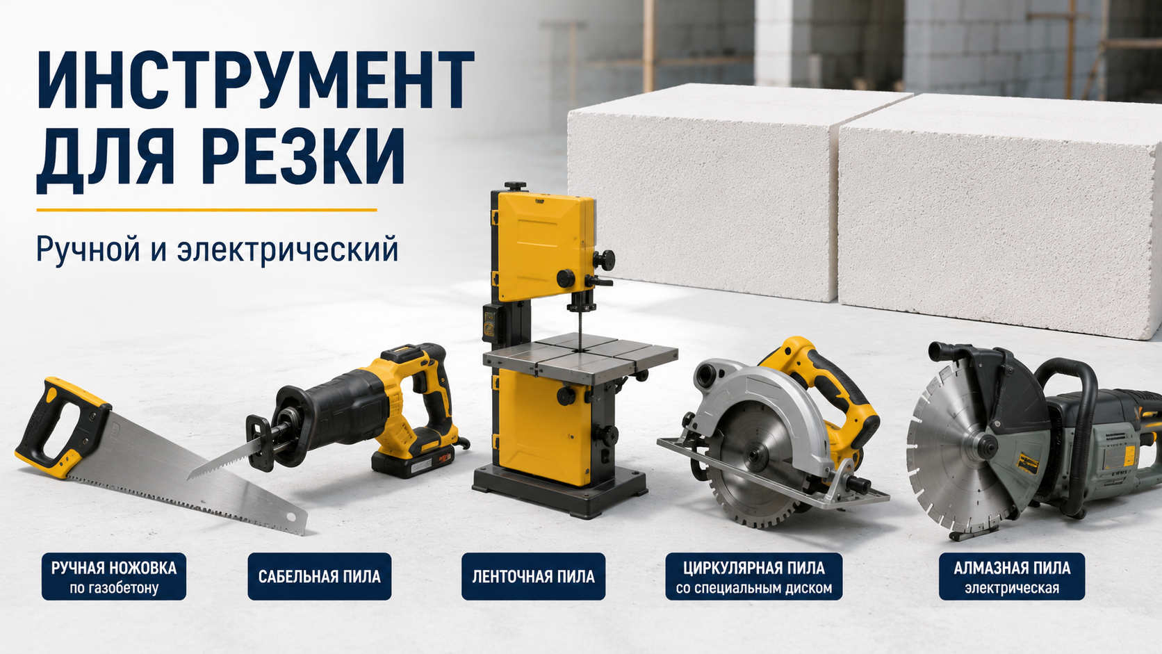 Инструменты для резки газобетонных блоков