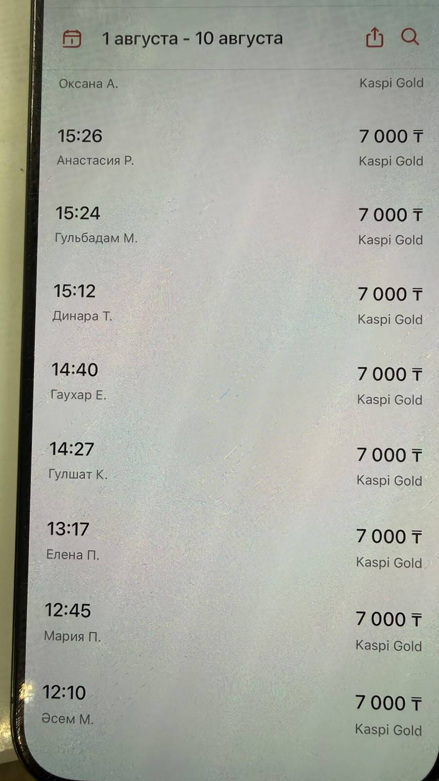 Отчёт по продажам Kaspi — продолжение списка