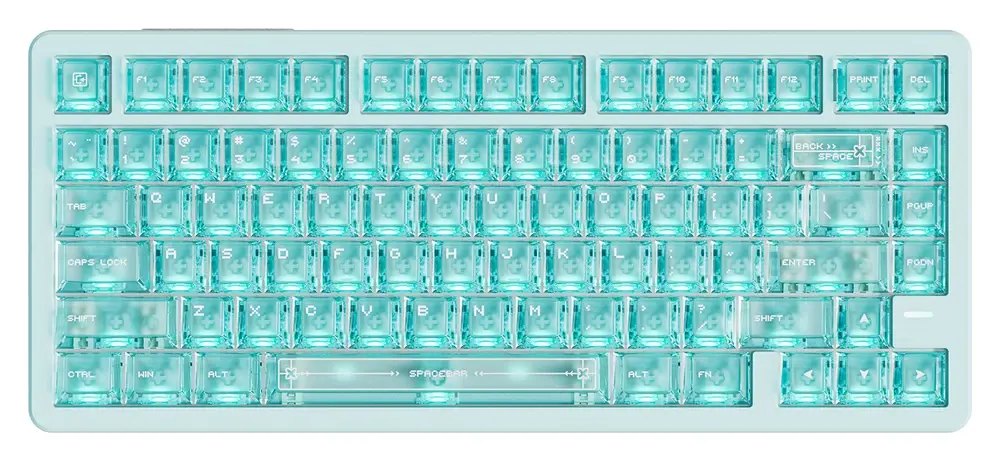 Игровая клавиатура VGN Neon75HE Air, зелёный прозрачный матовый — вид сверху