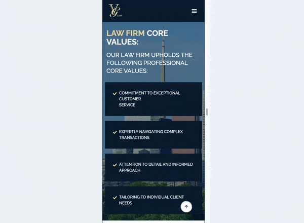 Animated mobile version of the VG Law website