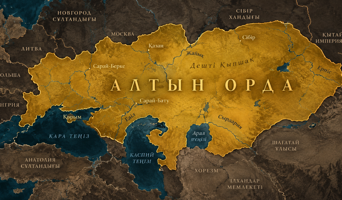 Алтын Орда картасы: аумақ, қалалар, өзендер мен теңіздер