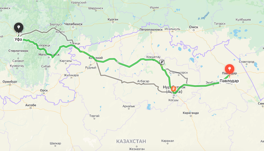 Грузоперевозки из Павлодара в Уфу
