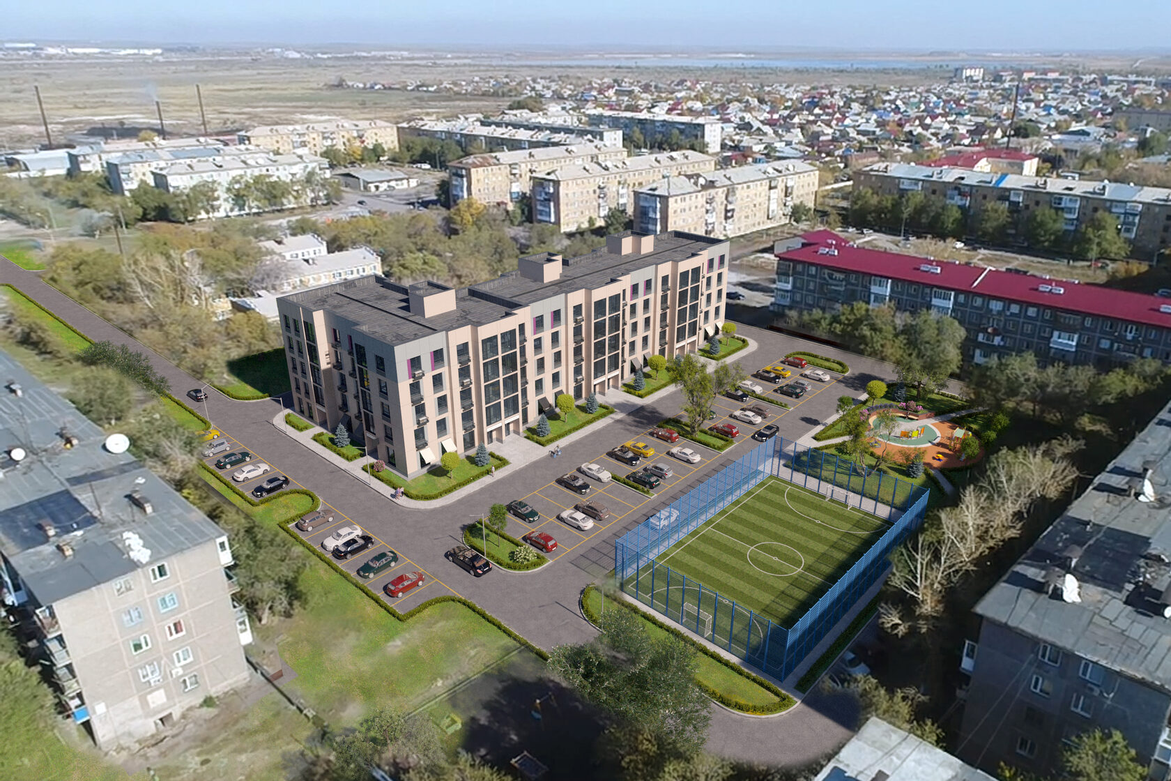 Рендер парковочной зоны рядом с домом