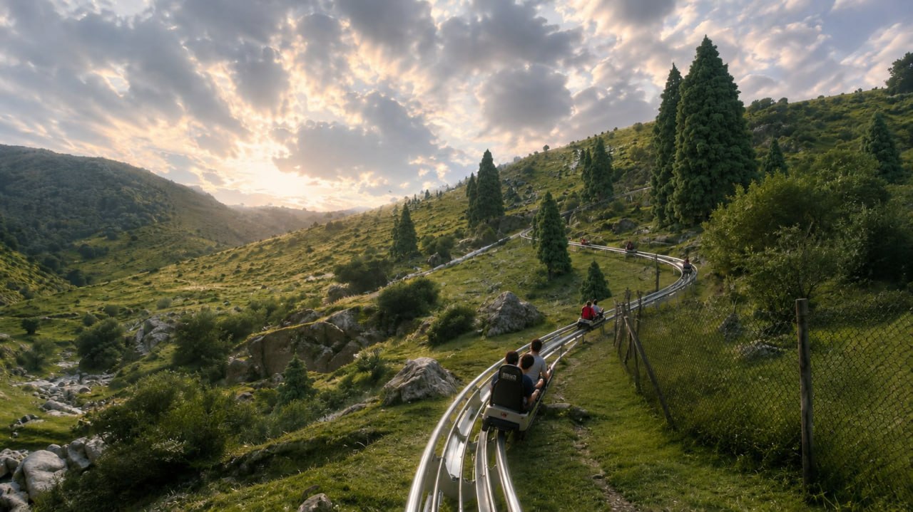 Guests riding the mountain roller coaster at Edelweiss Resort's adventure park