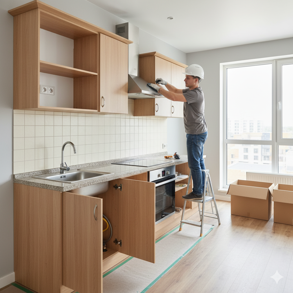 Демонтаж стандартной встроенной кухни