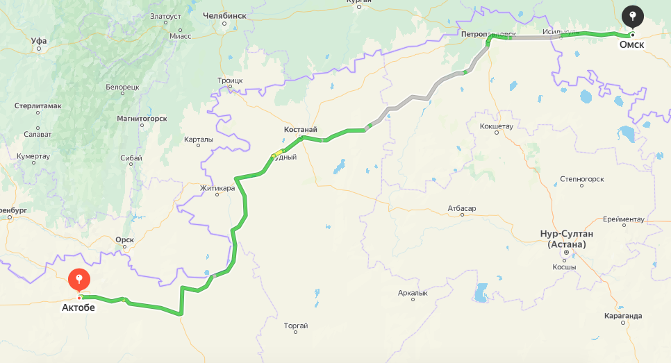 Грузоперевозки из Актобе в Омск
