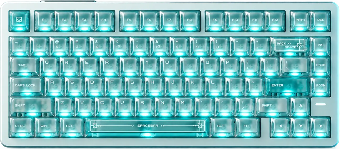 Игровая клавиатура VGN Neon75HE Air, цвет зелёный прозрачный матовый, вид сверху