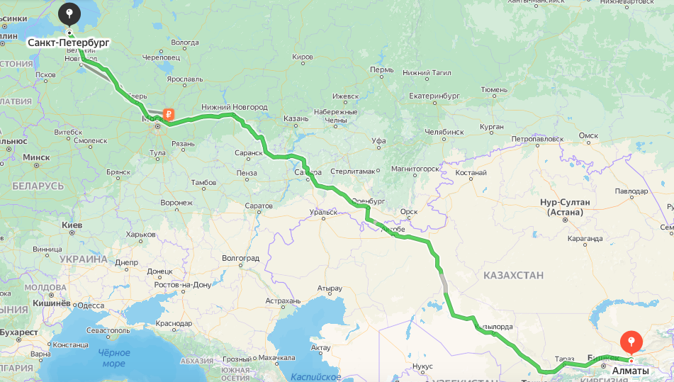 Грузоперевозки Алматы - Санкт-Петербург