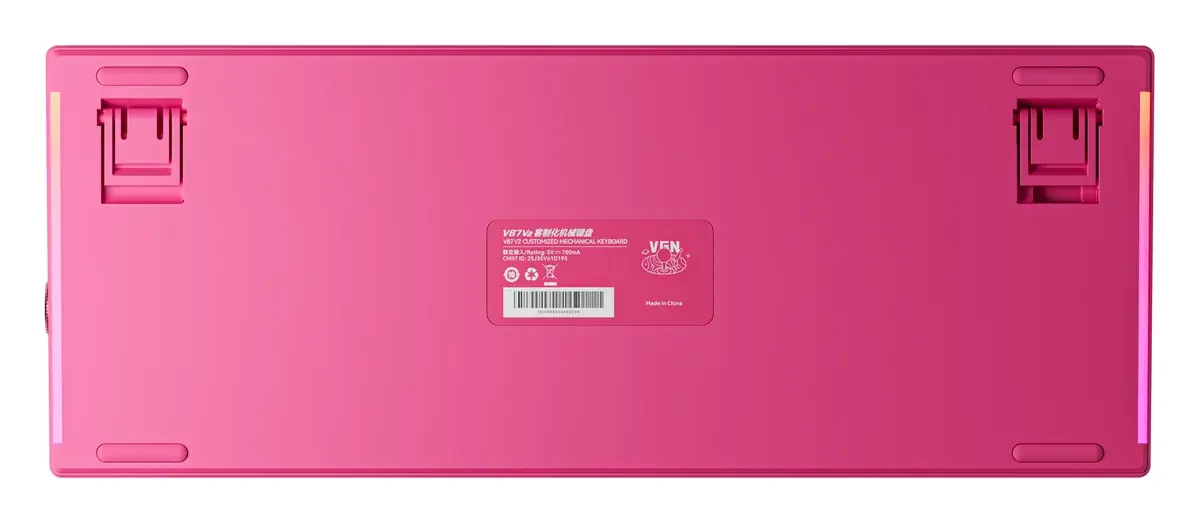 Игровая клавиатура VGN V87 V2, ягодно-красный — вид снизу