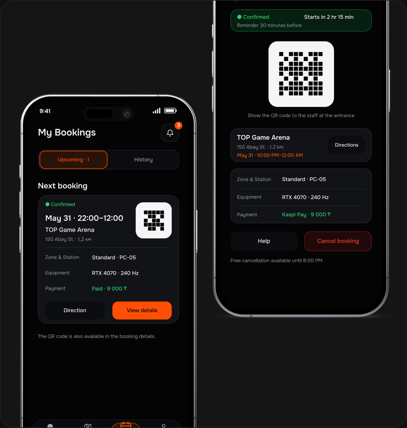 Booking confirmation mockups