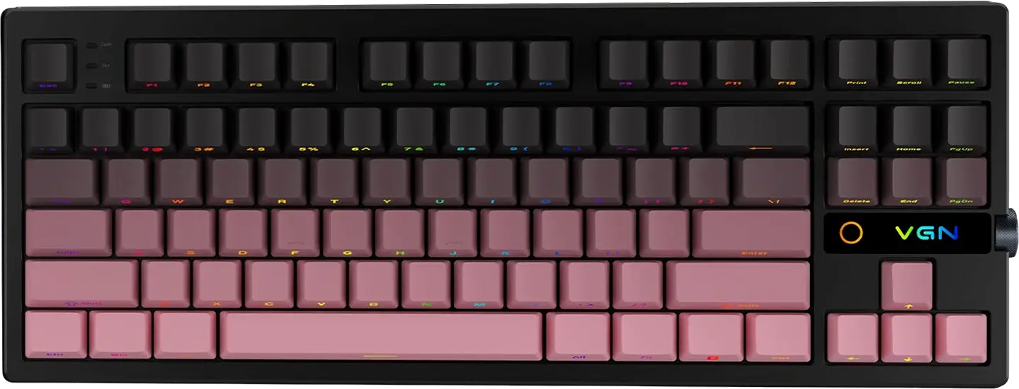 Игровая клавиатура VGN V87 V2, цвет ежевично-розовый, вид сверху