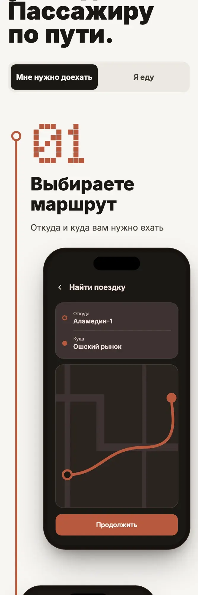 Сценарий поездки на мобильном сайте
