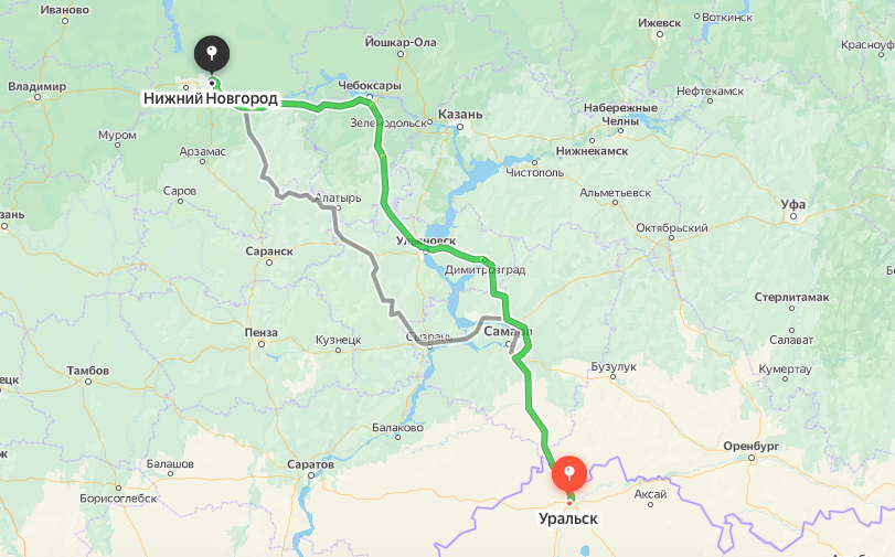 Грузоперевозки из Уральска в Нижний Новгород
