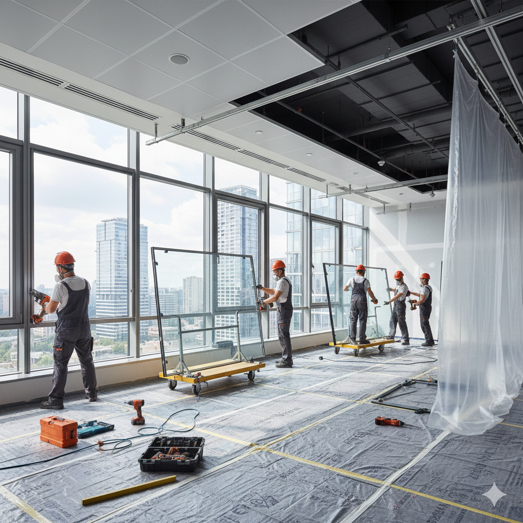 Срочный демонтаж окон в офисном помещении