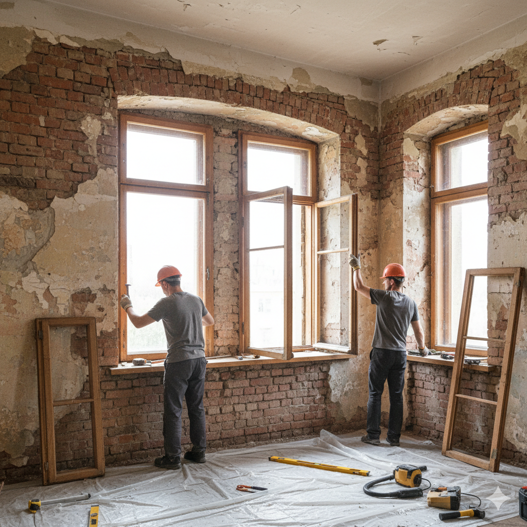 Демонтаж старых деревянных окон в 'сталинке'