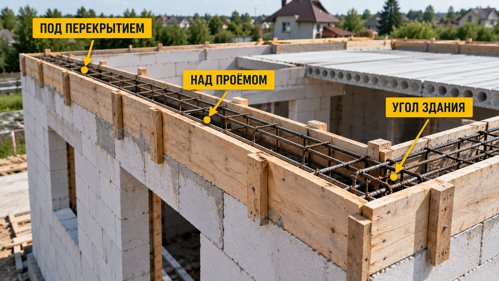 Армопояс на стене из газобетона