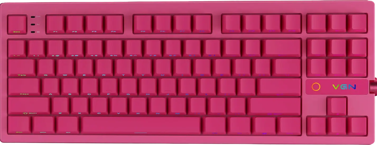 Игровая клавиатура VGN V87 V2, цвет ягодно-красный, вид сверху