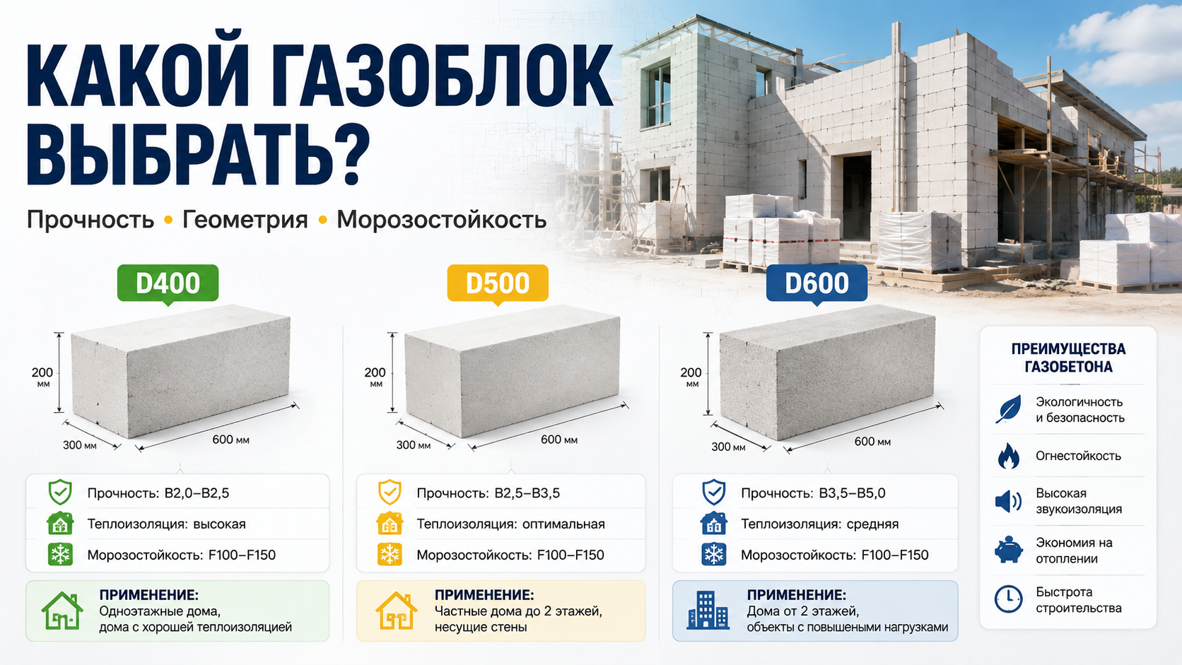 Какой газоблок выбрать для несущих стен