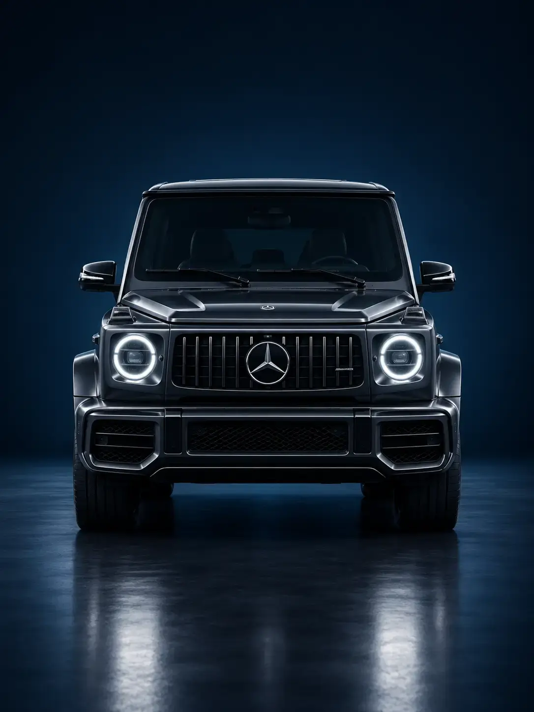Mercedes-Benz G63, вид спереди в тёмной студии