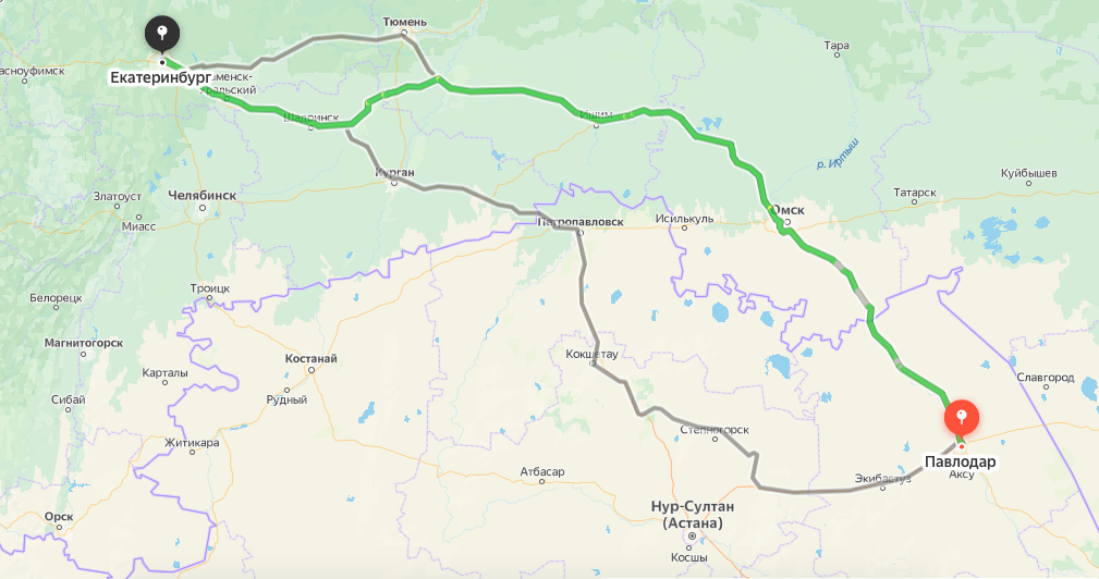 Грузоперевозки из Павлодара в Екатеринбург