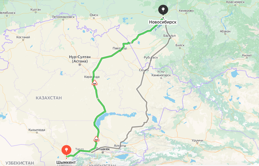 Грузоперевозки из Шымкента в Новосибирск
