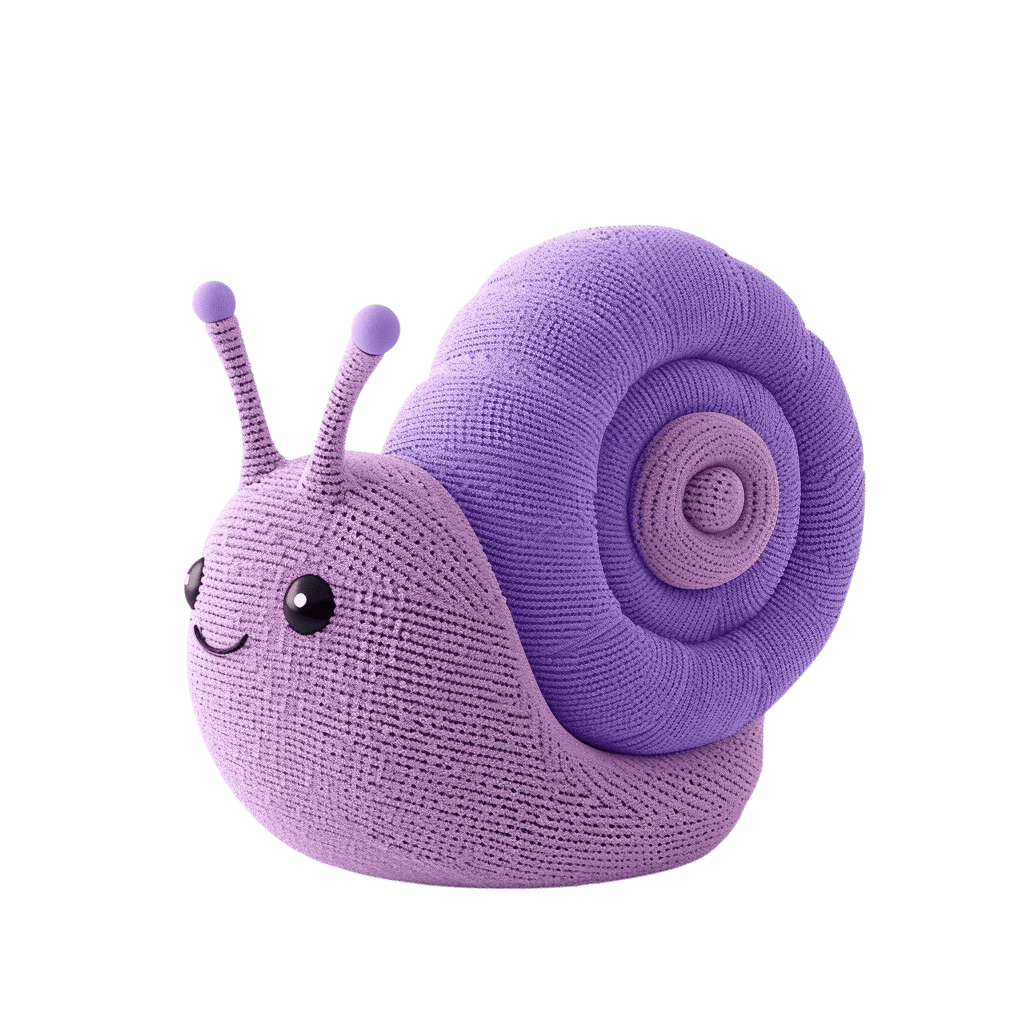 Күлкісін жимай, фиолет түсті күлімдеген ұлу түріндегі жұмсақ ойыншық