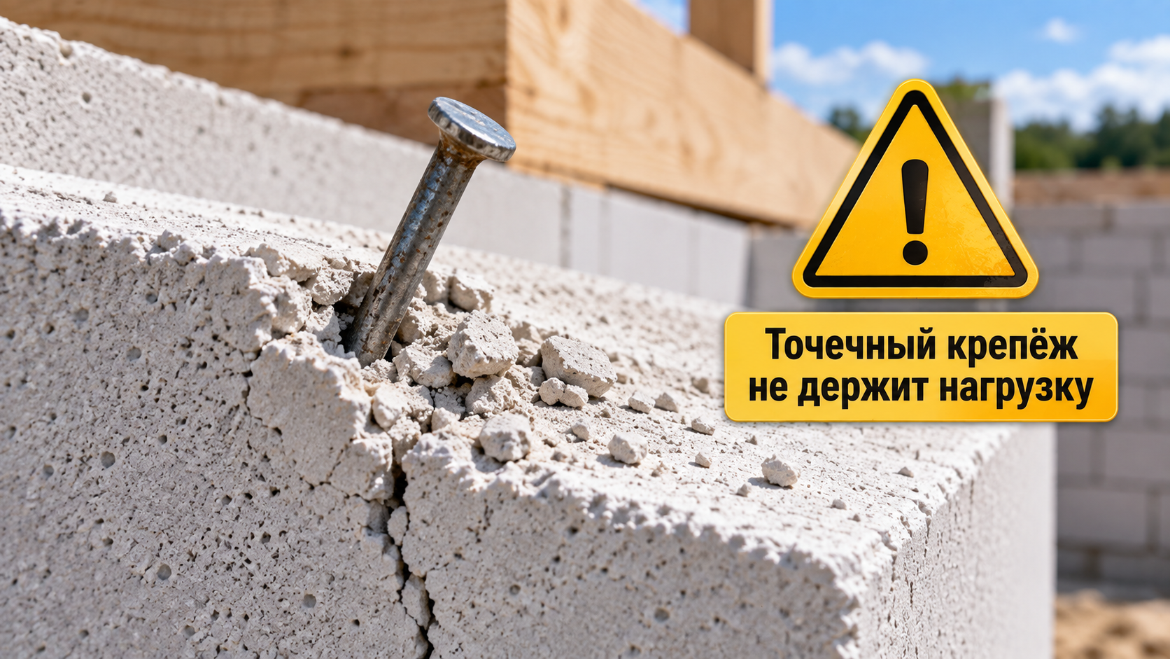 Крепление мауэрлата к газобетонному блоку