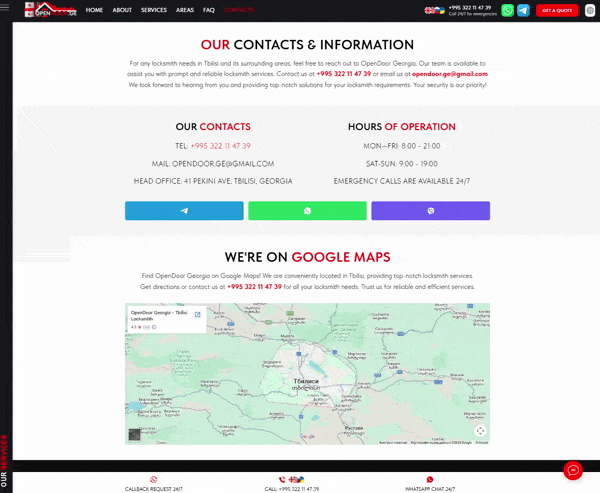 Animated mobile version of the OpenDoor Georgia website