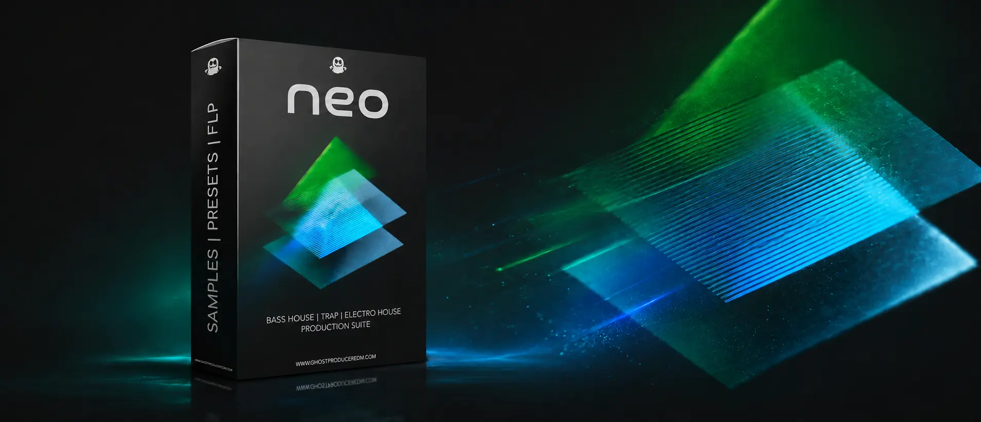 NEO Production Suite by Ghost Producer EDM — Bass House, Trap, and Electro House sample pack with 2000+ royalty-free files
