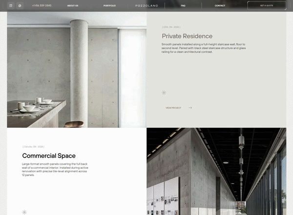 Animated scroll through the Pozzolano portfolio