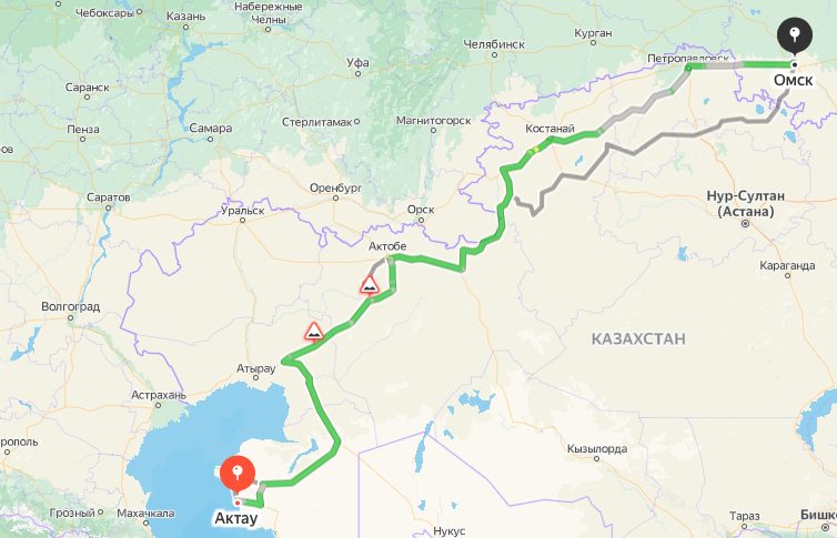Грузоперевозки из Актау в Омск