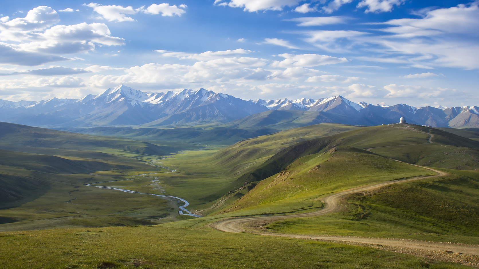 Assy Plateau tour from Almaty with green alpine meadows, mountain road, observatory and panoramic views of the Trans-Ili Alatau, Kazakhstan