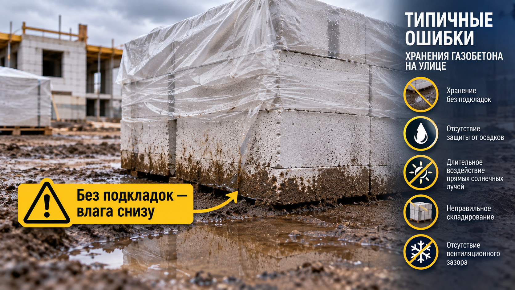Ошибка хранения газобетонных блоков на улице