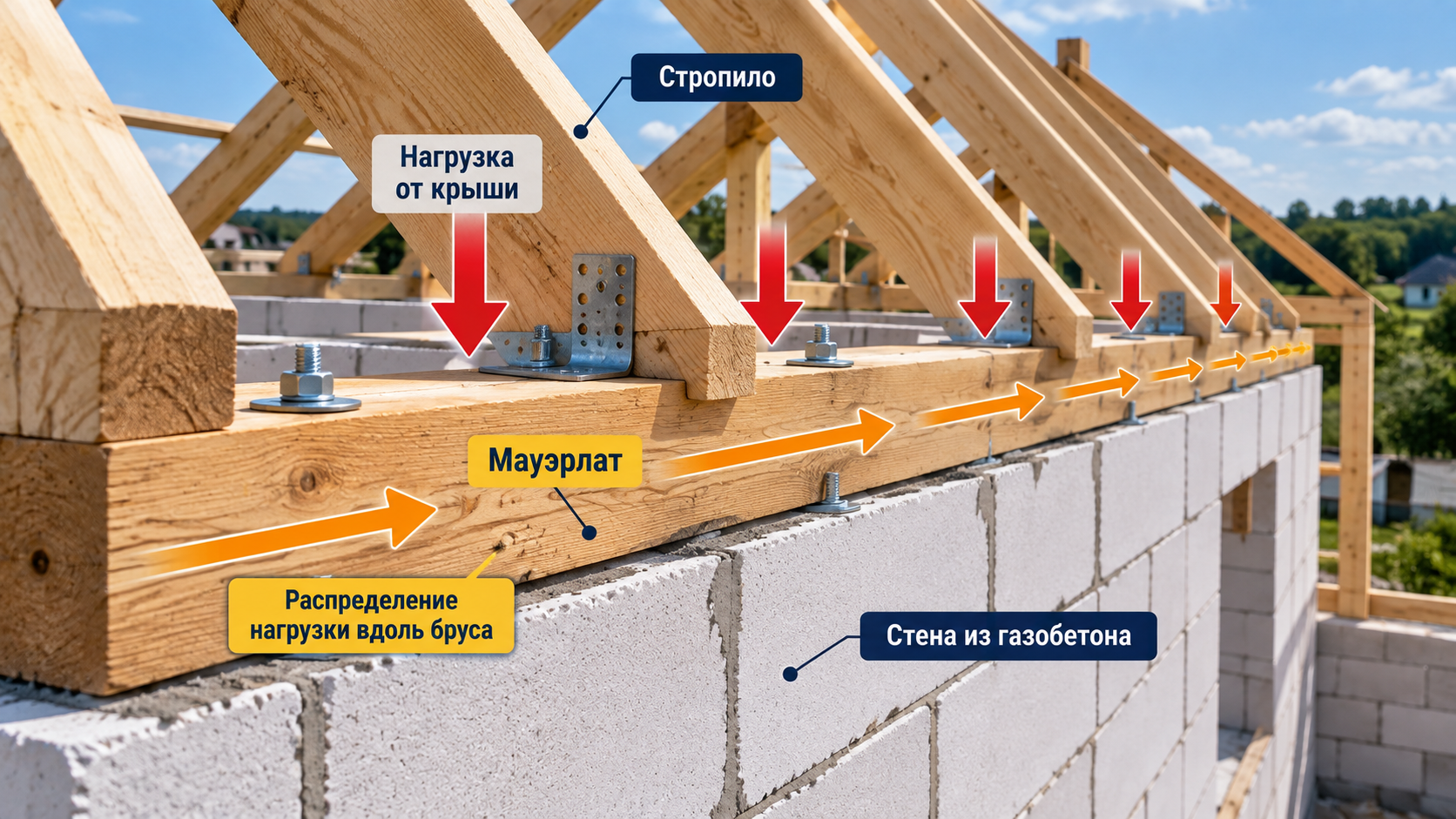 Мауэрлат на стене из газобетона